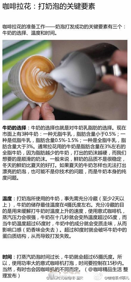 咖啡拉花奶泡的几个误区、咖啡拉花：打奶泡的关键要素、咖啡拉花对奶泡质量的要求