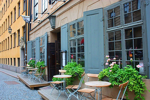 瑞典首都斯德哥尔摩的露天咖啡馆