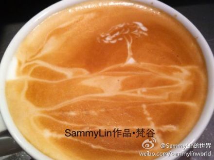 SammyLin的咖啡拉花艺术：梵谷