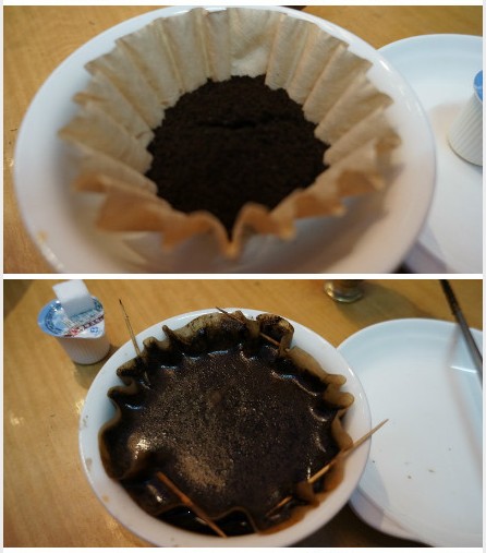 用碗来装咖啡滤纸煮咖啡